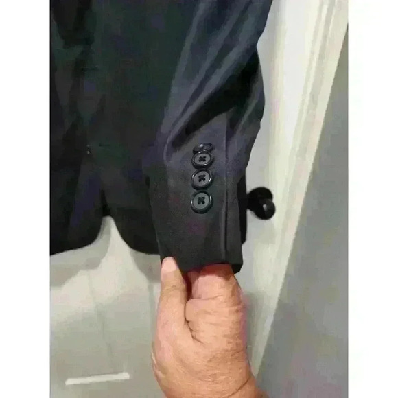 Fineri Italy Super 120's Men's Sport Coat 40 Regular 100% Wool Black 3 Button - Picture 4 of 6